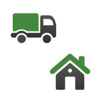 Lieferwagen und Haus