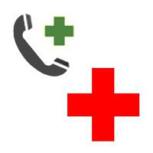 Rotes Kreuz und Telefonhörer